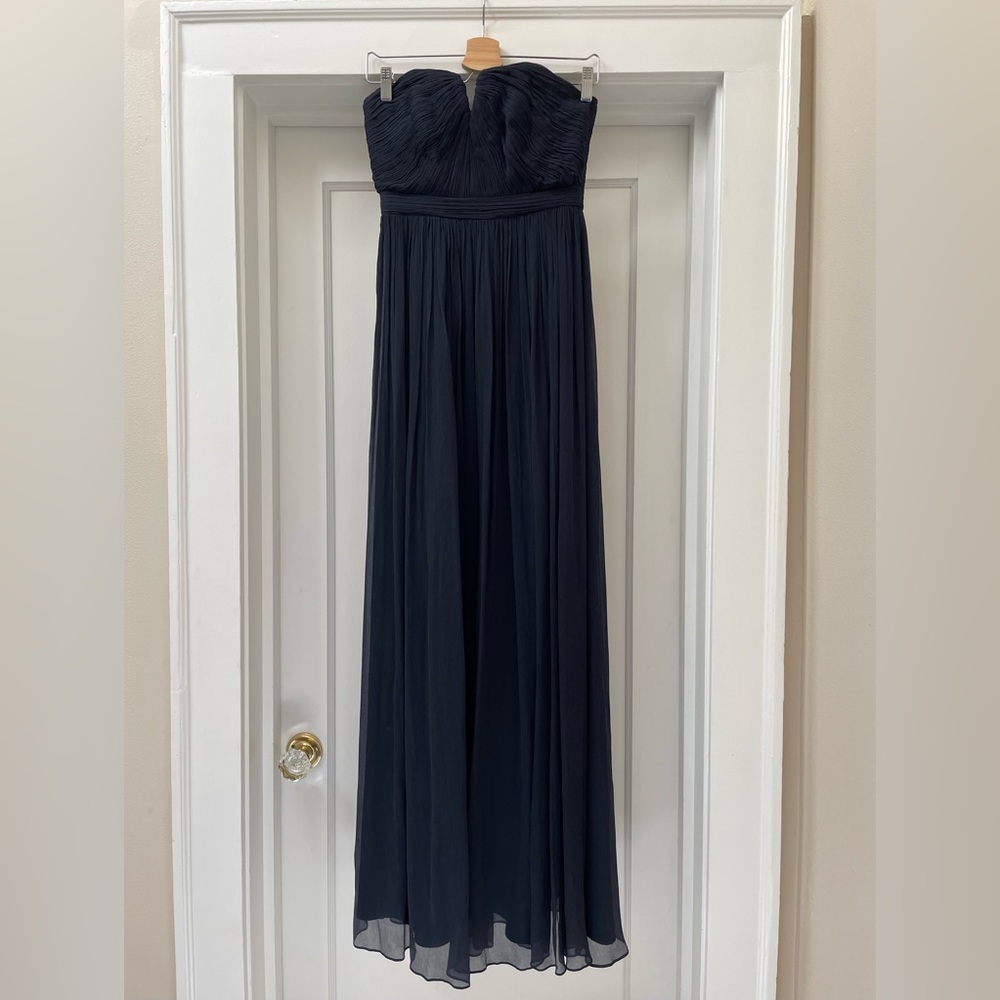 NWOT J Crew Nadia silk gown in navy blue, size 0 - Picture 2 of 6